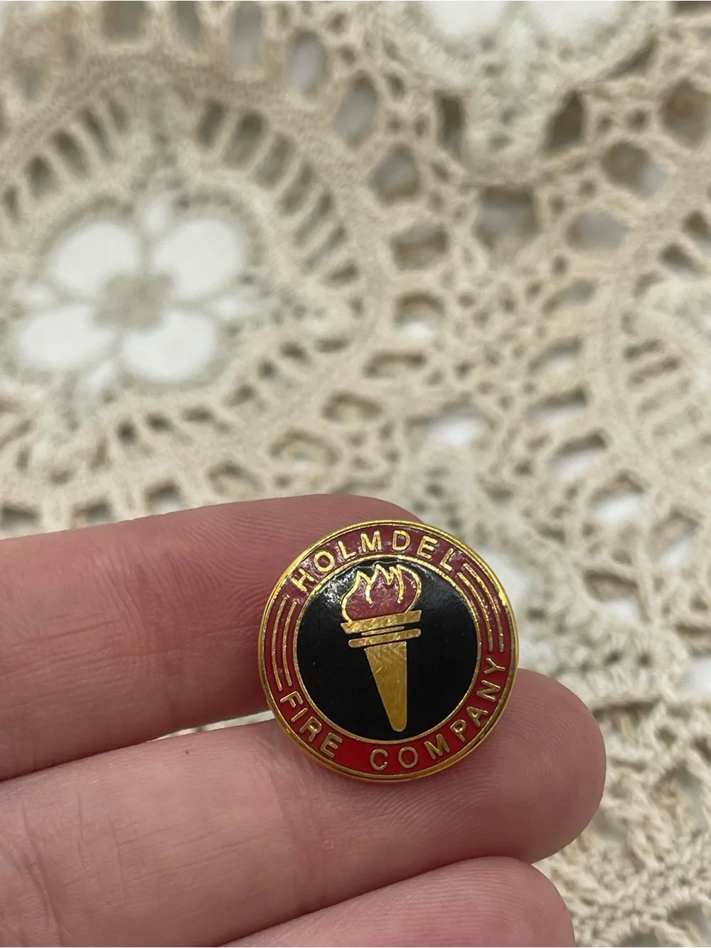Holmdel Fire Company Enamel Torch Pin - Black & Red‎